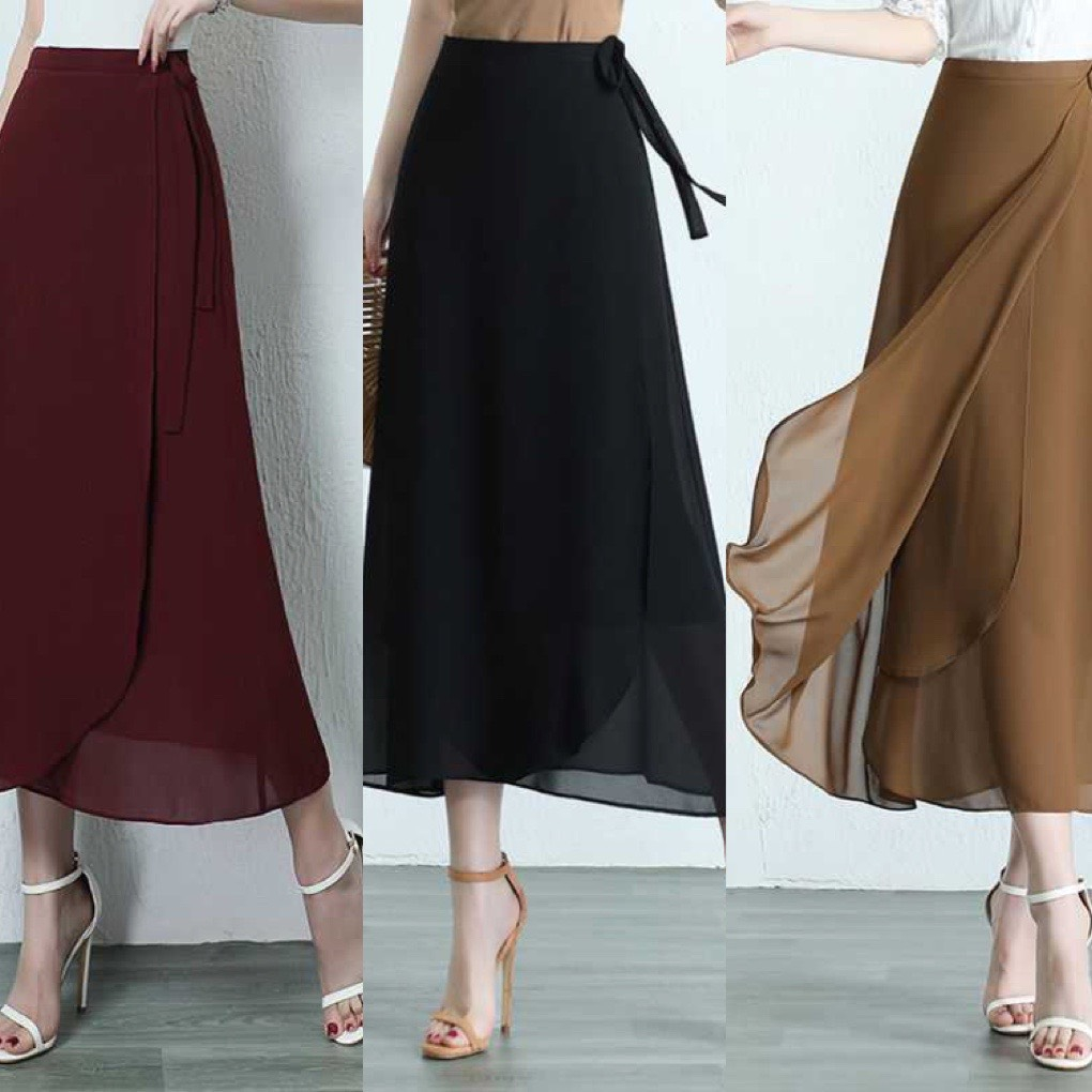 Chân váy voan nhiều lớp dáng dài nâu đen công sở cao cấp sang trọng thiết kế MQ Boutique