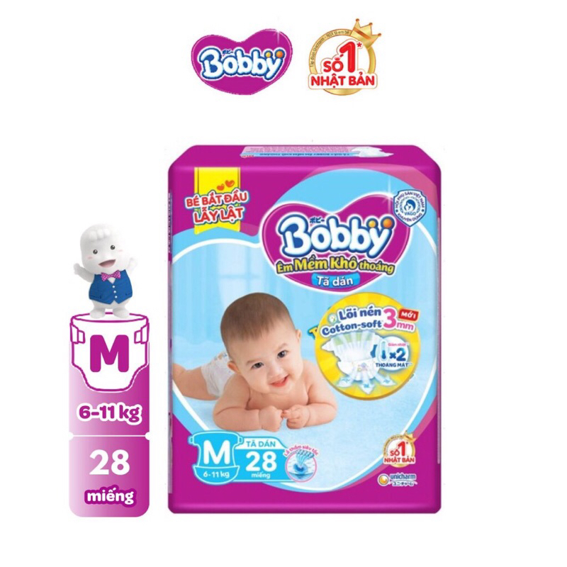 Bỉm Bobby dán size Xs72, S80, M76, Xl62, Xxl56