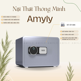 Két Sắt Mini AMYLY Két Sắt Vân Tay Mở Khóa Thông Minh Cỡ Nhỏ Kích Thước D35cm x R25cm x C25cm Hai Màu Trắng, Đen