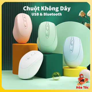 Chuột không dây bluetooth cho máy tính laptop macbook KingDecor chế độ sạc pin click không tiếng ôn chuột silent