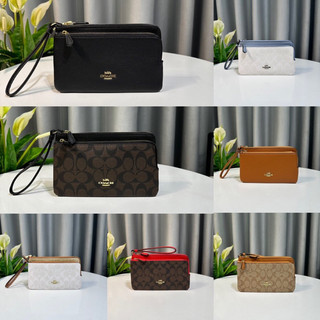 Ví C0ach Double Zip Wallet da thật siêu mềm
