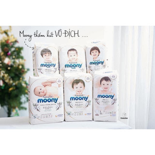 Tã/bỉm dán/quần moony natural nb63/s58/m46/l36/xl32