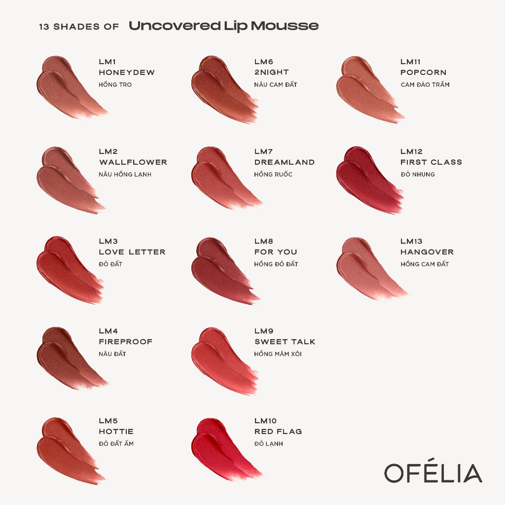Son kem lì mịn OFÉLIA Uncovered Lip Mousse 4.3g