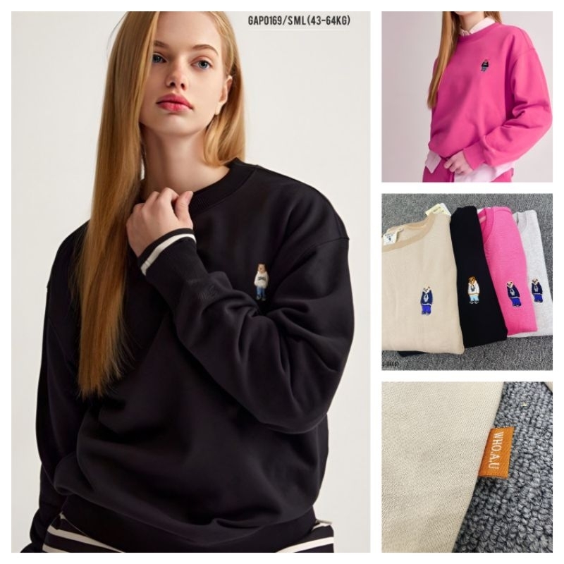 Áo california gấu Wh.oaub hàng FULL TAG, Áo thu đông sweater hoodies Áo đôi nam nữ gấu Who au hàng cam kết đẹp