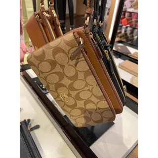 Ví C0ach Double Zip Wallet da thật siêu mềm