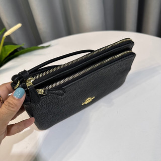 Ví C0ach Double Zip Wallet da thật siêu mềm