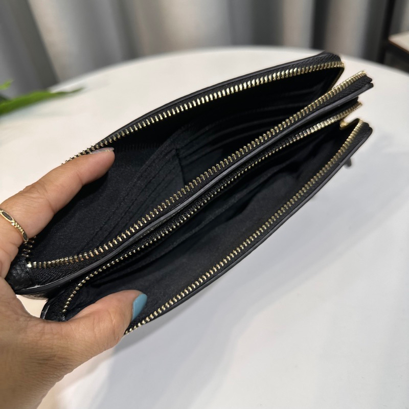 Ví C0ach Double Zip Wallet da thật siêu mềm