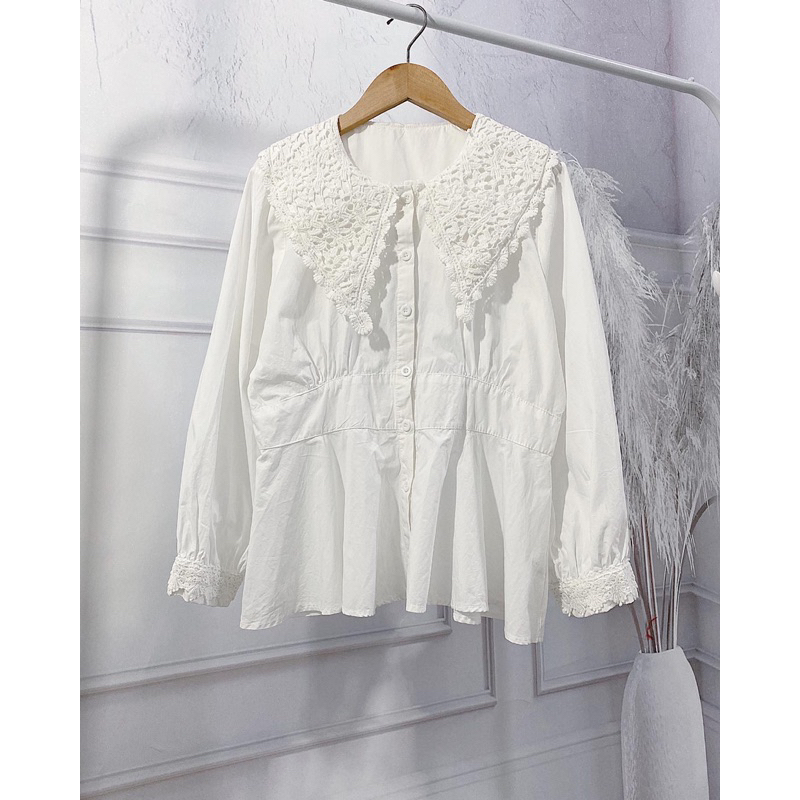 Áo sơ mi vintage cổ thêu , Áo sơ mi trắng ulzzang hàng 2hand tuyển