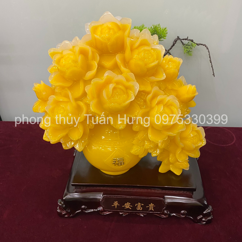 Tượng Hoa Mẫu Đơn, Hoa Phú Quý Phong Thuỷ , Quà Tặng Tân Gia, Khai Trương, Sinh Nhật(ảnh thật)