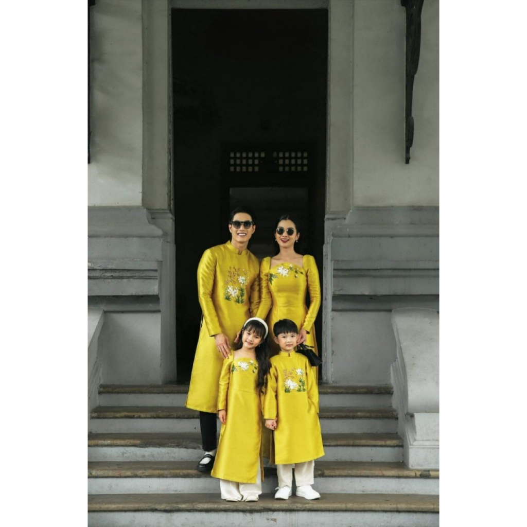 Áo dài gia đình Minh An, áo dài mẹ và bé, áo dài bé gái, áo dài bé trai cao cấp - Áo dài ST - ST19