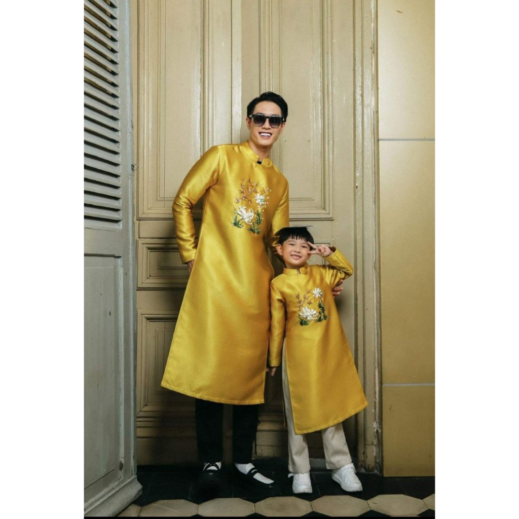 Áo dài gia đình Minh An, áo dài mẹ và bé, áo dài bé gái, áo dài bé trai cao cấp - Áo dài ST - ST19