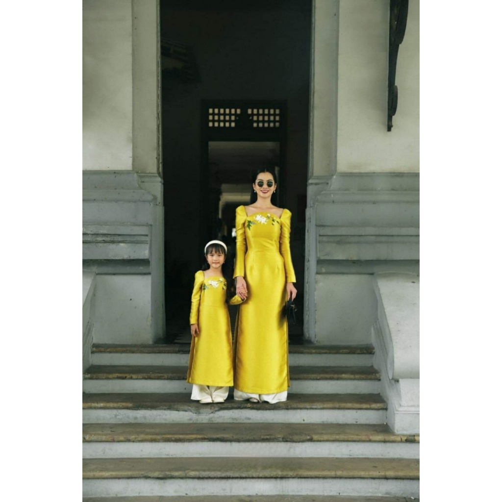 Áo dài gia đình Minh An, áo dài mẹ và bé, áo dài bé gái, áo dài bé trai cao cấp - Áo dài ST - ST19