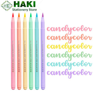 Bút dạ quang đánh dấu ngòi brush viết calligraphy HAKI 6 màu sắc dễ thương B12
