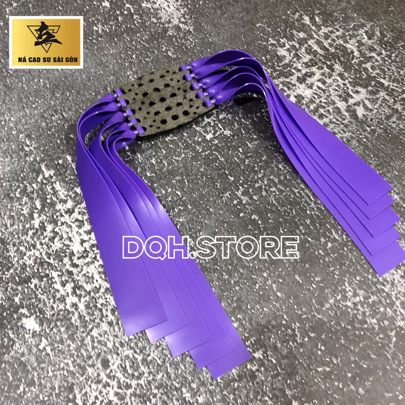 Dây Thun Ná Cao Su màu tím buộc sẵn miếng da 3 lỗ độ dày 0.6mm