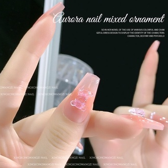 Set 40 charm gấu, nơ nhũ hoạt hình dễ thương trang trí móng tay