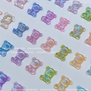 Set 40 charm gấu, nơ nhũ hoạt hình dễ thương trang trí móng tay