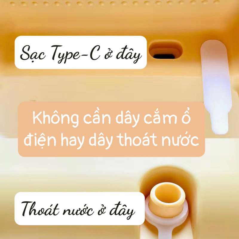 Máy giặt đồ sơ sinh, quần áo lót mini không dây bán tự động FUNWOOD pin 2000mah màu vàng ,sạc typeC tiệnlợi