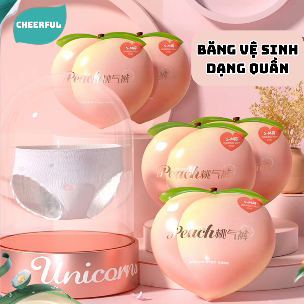 Băng vệ sinh quần Cheerful nội địa Trung cao cấp có vách chống tràn gói 2 miếng size SM/L/XL siêu thấm hút