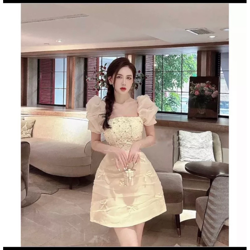 Đầm hoa 3D nơ nhí 55-90kg QUỲNH NHƯ BIGSIZE