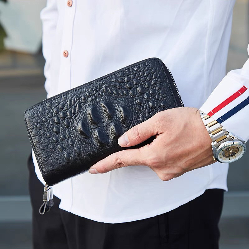 Ví nam cầm tay vân cá sấu cao cấp TẶNG KÈM thắt lưng nam SLC003, set dây nịt và bóp nam thời trang, dây lưng nam đẹp