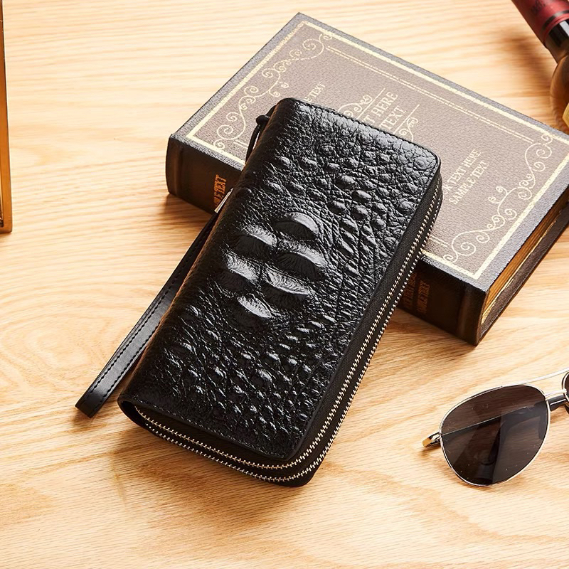 Ví nam cầm tay vân cá sấu cao cấp TẶNG KÈM thắt lưng nam SLC003, set dây nịt và bóp nam thời trang, dây lưng nam đẹp