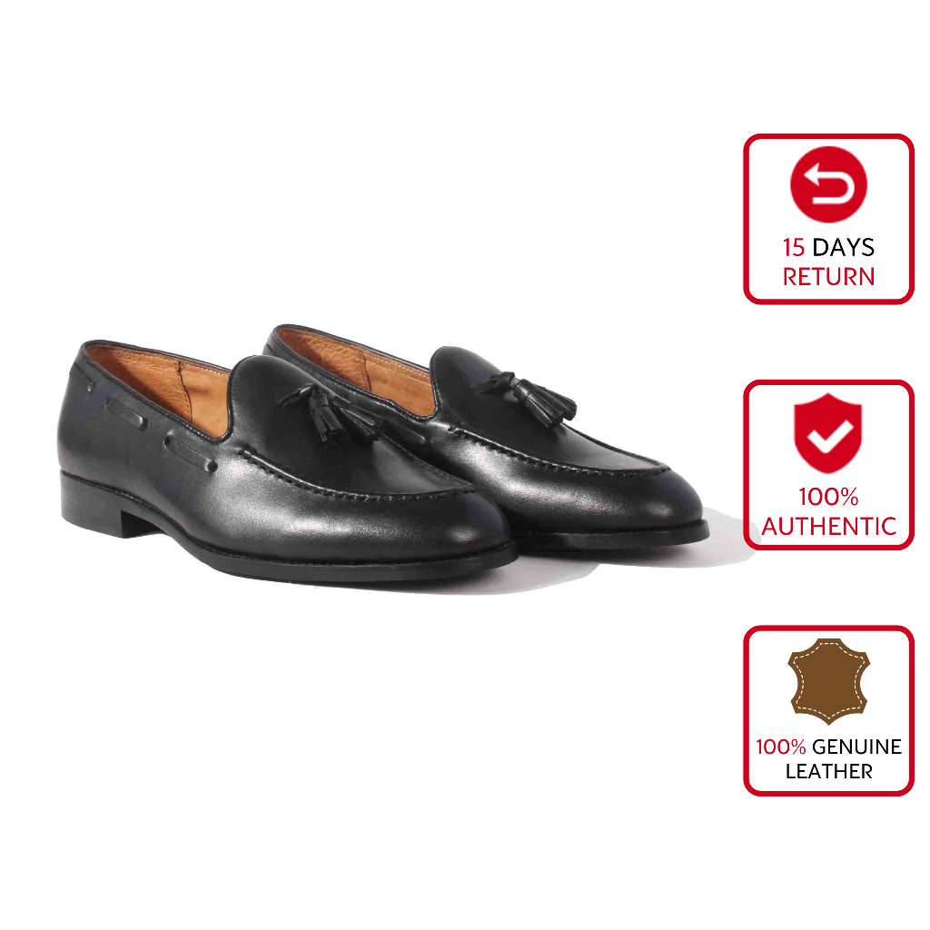 Giày Lười Nam BANULI K3TL1M0 (Black, Premium Leather, Authentic Brand)