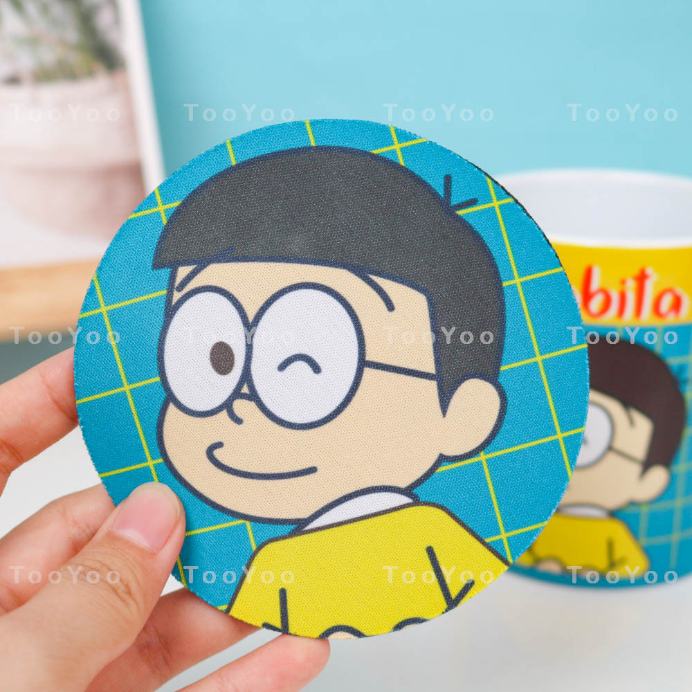Lót ly 6 nhân vật Doraemon, Nobita, Shizuka, Jaian, Doraemi, Suneo dễ thương cute TooYoo BK00302