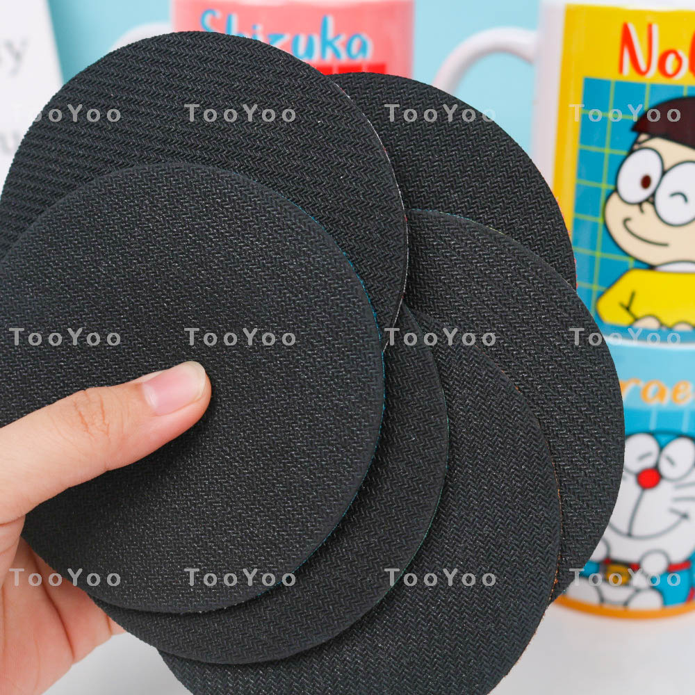 Lót ly 6 nhân vật Doraemon, Nobita, Shizuka, Jaian, Doraemi, Suneo dễ thương cute TooYoo BK00302