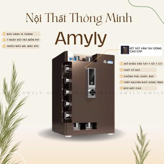 Két Sắt Vân Tay Dòng Cao Cấp AMYLY Két Đựng Tiền Thông Minh Chống Trộm, Chống Cháy, Cạy Phá Kích Thước D58*R40*C42cm