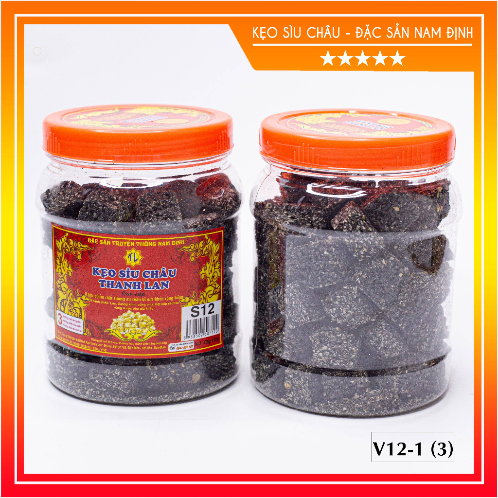 Kẹo vừng đen hộp V12-1 (400g) - Kẹo Sìu Châu Thanh Lan chính hiệu - Đặc sản Nam Định