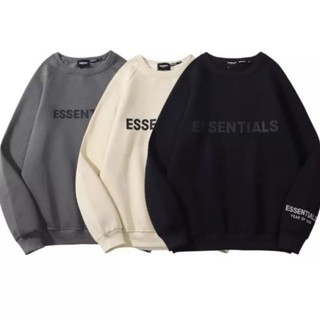 Áo Nỉ Thu Đông Dài Tay Unisex Nam Nữ Cổ Tròn Form Rộng -- Chữ ESSENTIALS