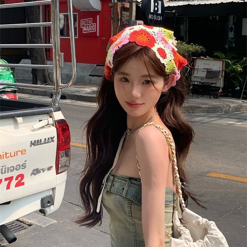 Băng Đô Khăn Đội Đầu Bandana Tam Giác Móc Len Nhiều Họa Tiết Summer - Vani Store - PKTT0050