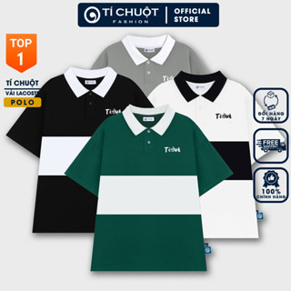 Áo polo nam nữ sọc ngang Ti:out, áo polo Stripe unisex tay lỡ form rộng - Tí Chuột Studio