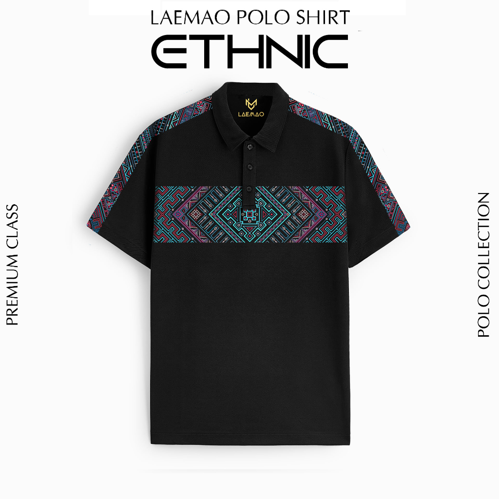 áo polo LAEMAO chất cotton cá sấu họa tiết ETHNIC