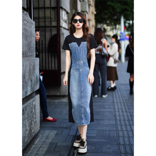 ( 50 - 90KG )  ĐẦM JEAN PHỐI 2 MẶT DÁNG DÀI