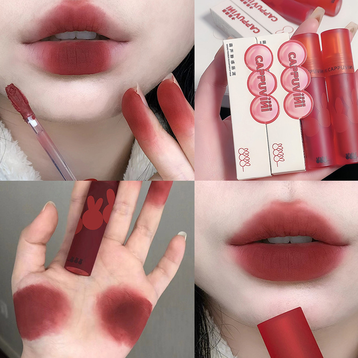 Son kem lì thỏ đỏ CAPPUVINI Gourd Powder Sensation Lip Mud mềm mịn môi