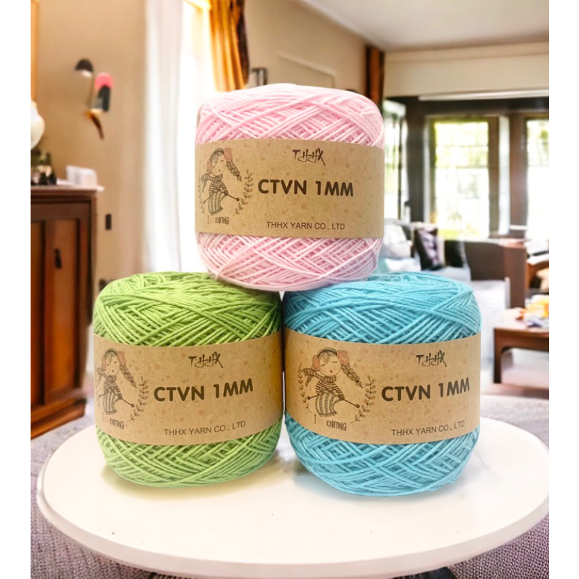 Sợi cotton việt nam 1mm THHX 100g  - Sợi CTVN mềm mịn, không sơ cứng sợi