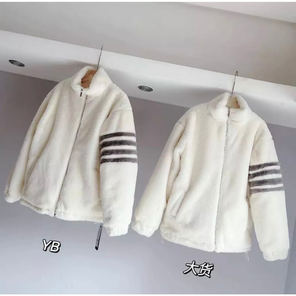 Áo Khoác Lông Thome Lông Mịn Mượt Mà Dày Dặn Cao Cấp-Áo Khoác Phối 4 Sọc Tay Chuẩn Form Nam Nữ Siêu Hot