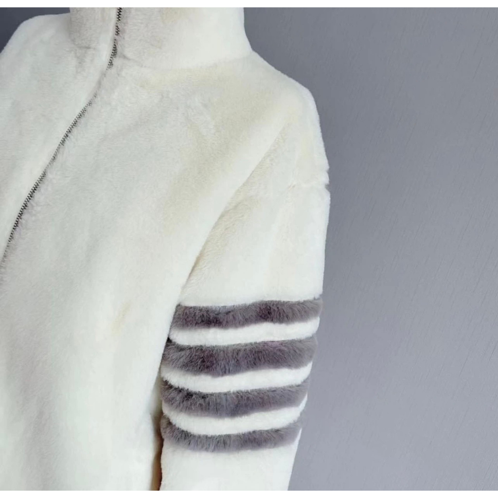 Áo Khoác Lông Thome Lông Mịn Mượt Mà Dày Dặn Cao Cấp-Áo Khoác Phối 4 Sọc Tay Chuẩn Form Nam Nữ Siêu Hot