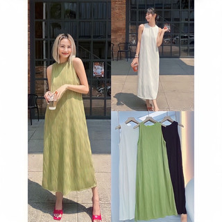 Váy maxi 3 lỗ dáng dài đường gân sóng lượn, đầm maxi 3 lỗ sát nách hot trend