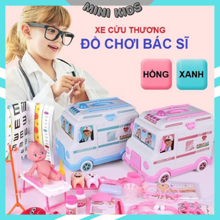 Đồ Chơi Bác Sĩ, Xe cứu thương, đồ chơi hướng nghiệp bé tập làm bác sĩ, có đèn nhạc, có di chuyển, quà tặng cho cho bé