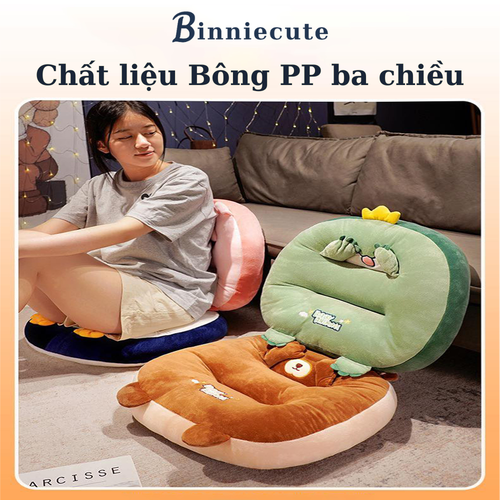 Gối lót ghế văn phòng hình thú BINNIECUTE giảm ê mông - Kích thước 45x40x15cn