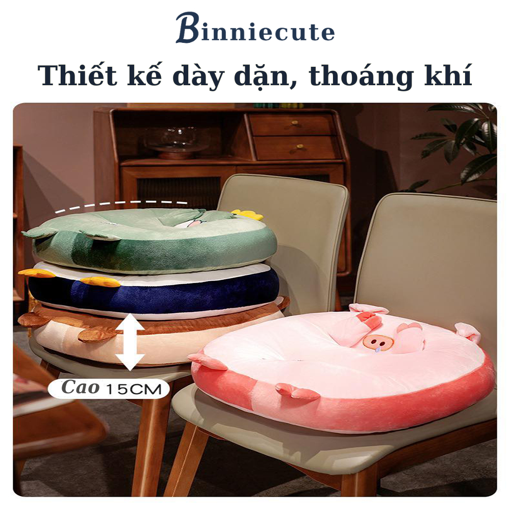 Gối lót ghế văn phòng hình thú BINNIECUTE giảm ê mông - Kích thước 45x40x15cn