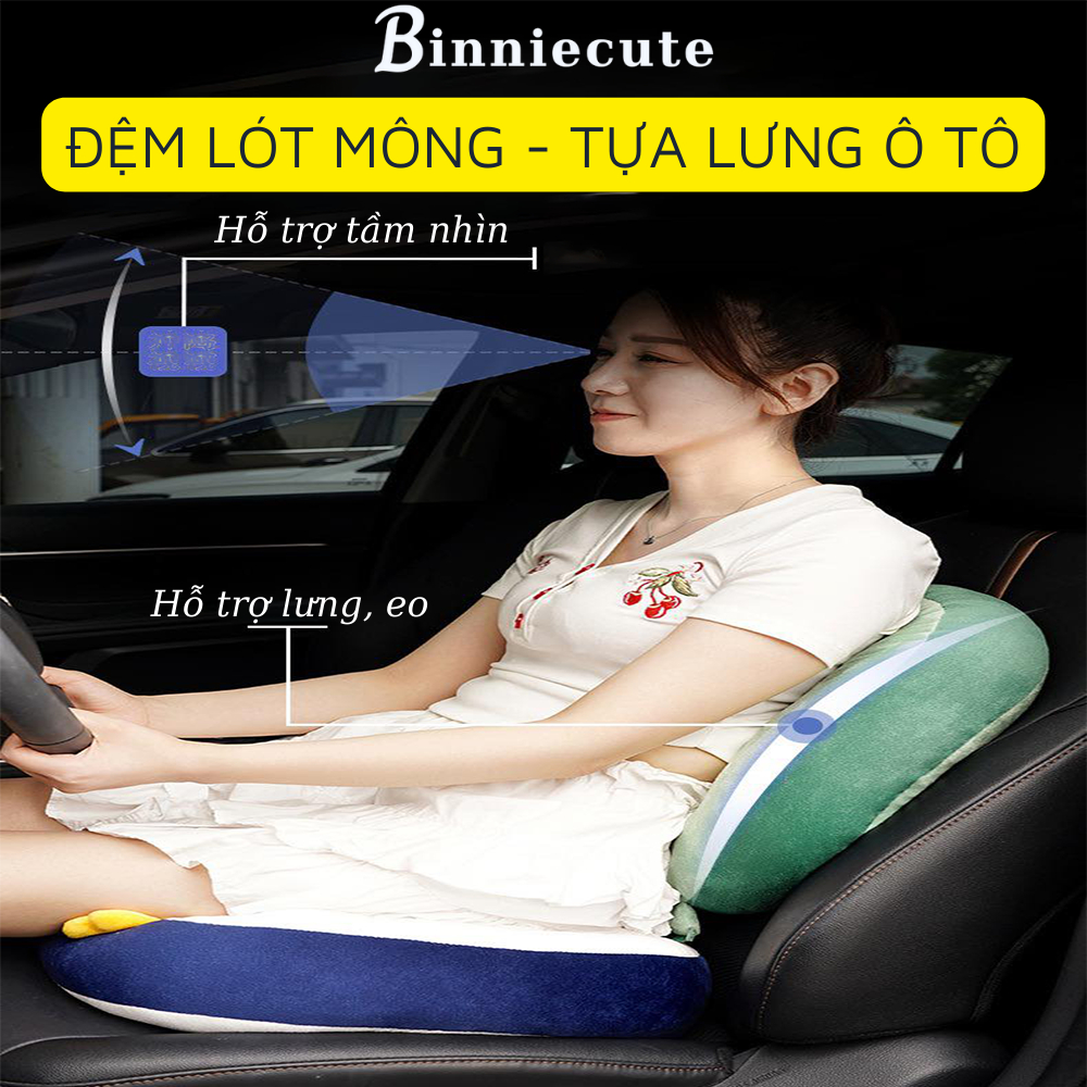 Gối lót ghế văn phòng hình thú BINNIECUTE giảm ê mông - Kích thước 45x40x15cn