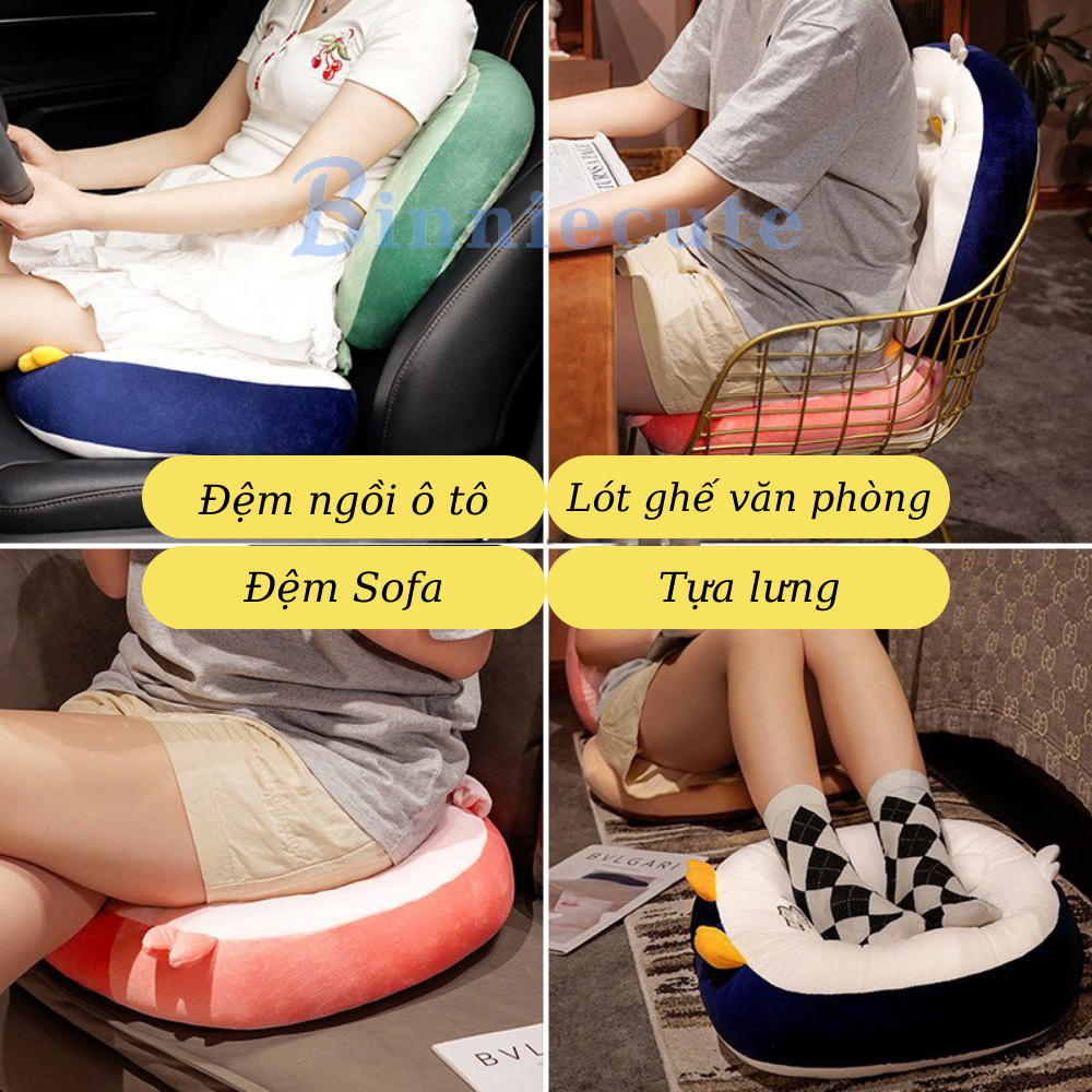 Gối lót ghế văn phòng hình thú BINNIECUTE giảm ê mông - Kích thước 45x40x15cn