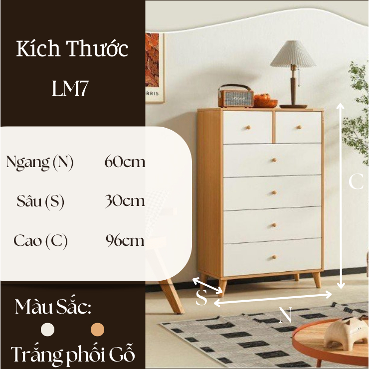 Tủ gỗ 6 cánh, tủ đựng đồ thông minh trang trí nhà cửa phong cách Bắc Âu MDF chống nước ND63