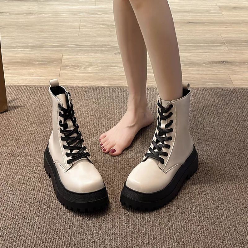 Giày Boots Ulzzang Hàn Quốc kéo khóa loại đẹp đế cao dày đẹp 6cm