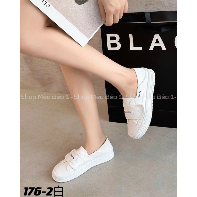 Giày slip on quai dán ngang đế dẻo fullbox hàng quảng châu cao cấp