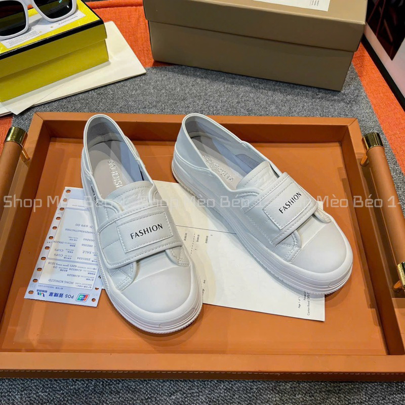 Giày slip on quai dán ngang đế dẻo fullbox hàng quảng châu cao cấp