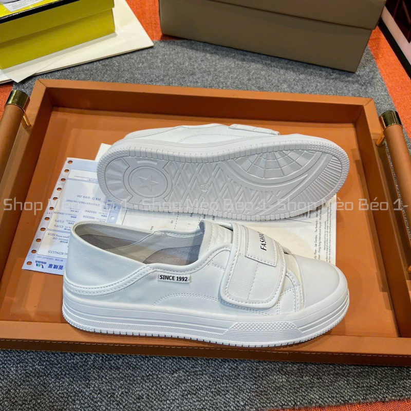 Giày slip on quai dán ngang đế dẻo fullbox hàng quảng châu cao cấp